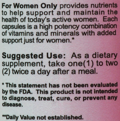 Body and Fitness For Women Only Multi Vitamins - Mass For Life back