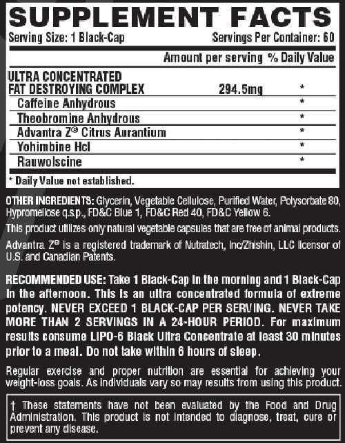 Nutrex Lipo-6 Black Ultra 60 Capsules facts 1
