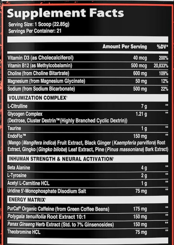 AfterDark InHuman Mentis, Pre-Workout - Nootropic|Pre Workout|Mass For Life|