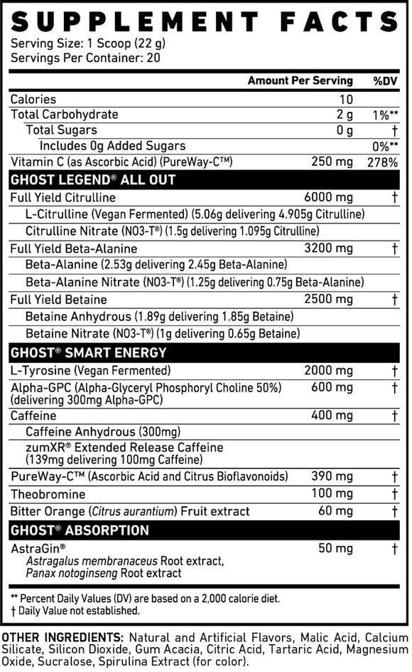 Ghost Legend All Out Pre-Workout|Pre Workout|Mass For Life|