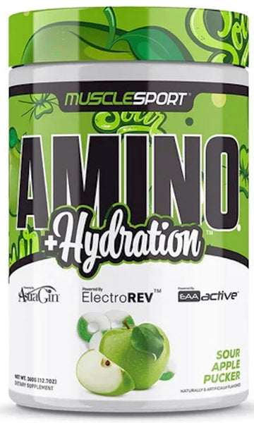 MuscleSport Amino+ Hydration – Sour Apple|Amino Acids|Mass For Life|