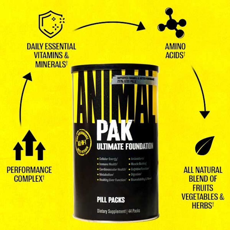 Universal Nutrition Animal Pak 44 Packet|Mass For Life|Multi Vitamin