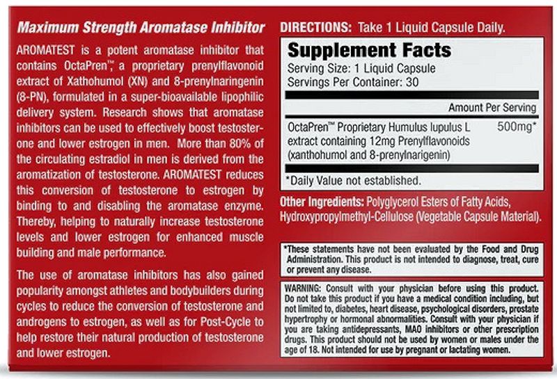 MuscleMeds Aromatest Test Booster box back