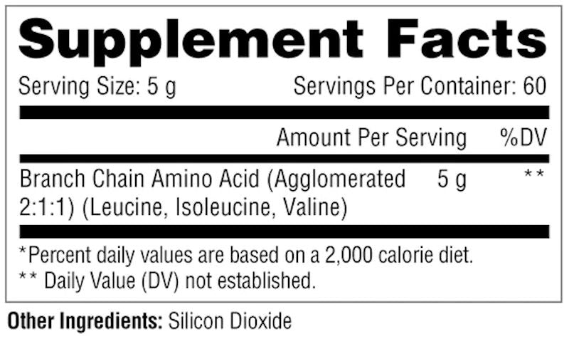 Metabolic Nutrition BCAA Pure Powder 60 serving fact