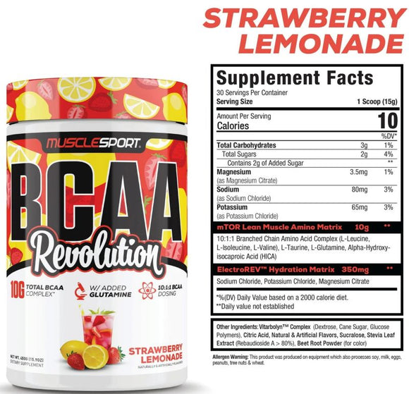 MuscleSport BCAA Revolution Amino Acid & Hydration Formula|BCAA|Mass For Life|