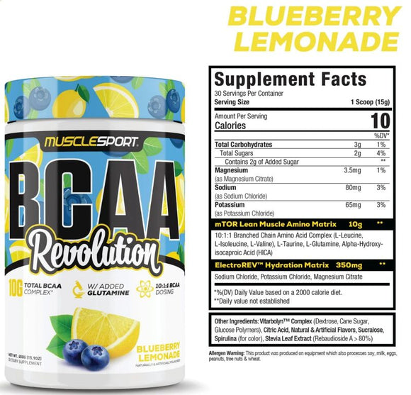 MuscleSport BCAA Revolution Amino Acid & Hydration Formula|BCAA|Mass For Life|