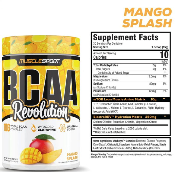 MuscleSport BCAA Revolution Amino Acid & Hydration Formula|BCAA|Mass For Life|