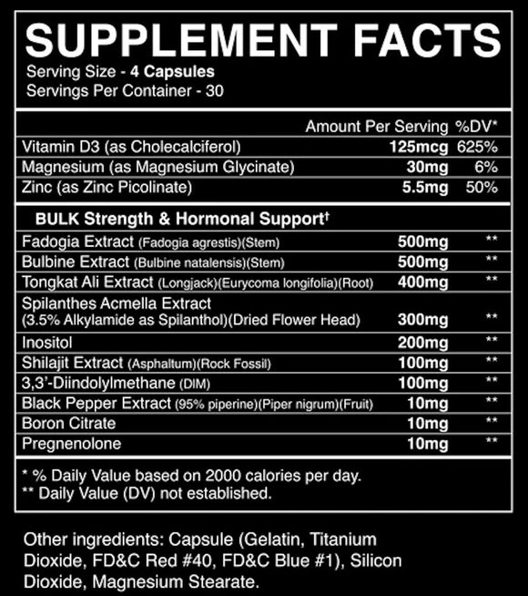 BlackMarket Bulk Pills 120 Capsules|Test Booster|Mass For Life|