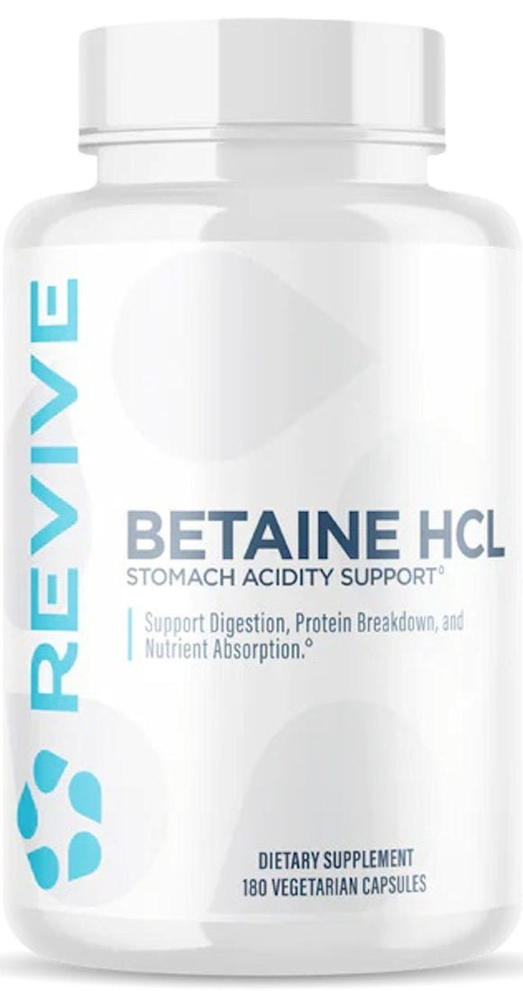 Revive Betaine HCL 180 Veg Capsules|Digestion|Mass For Life|