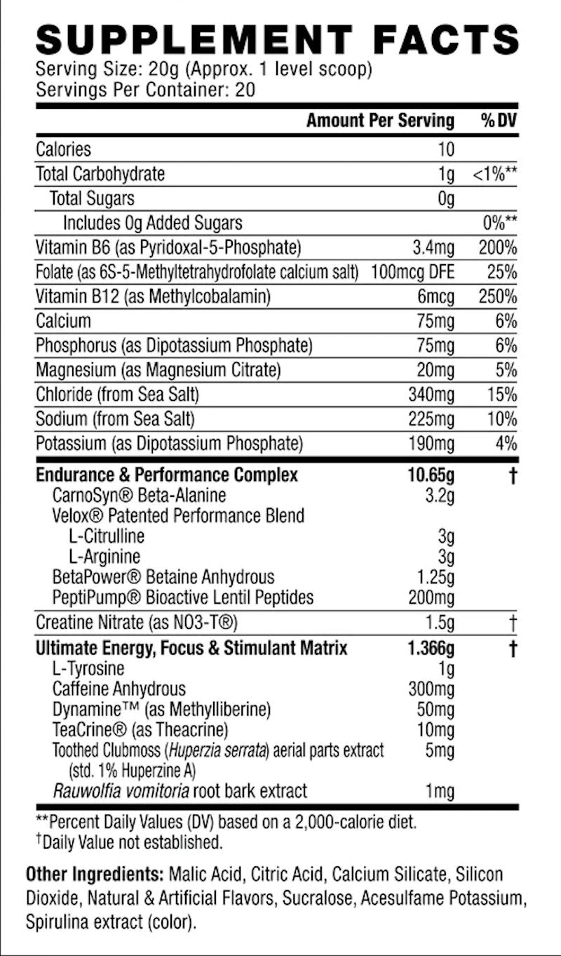 Cellucor C4 Ultimate 20 serving facts