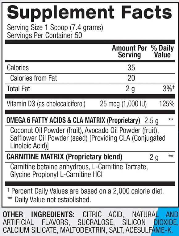 BPI Sports CLA + Carnitine Fat Burner Snow Cone 50 Servings|Fat Burner|Mass For Life|