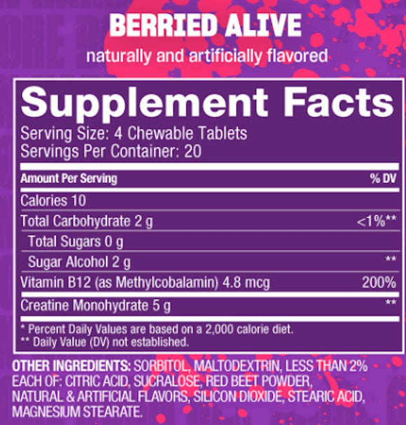 MUTANT Creatine Bytz – Berried Alive Sugar Free Chewable Creatine Tablets