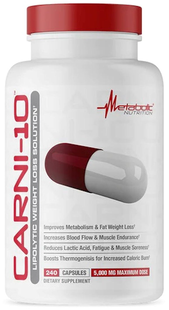 Metabolic Nutrition Carni-10 Fat Burner 240 Capsules|Fat Burner|Mass For Life|