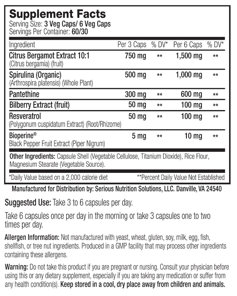 SNS Cholesterol Support XT fact