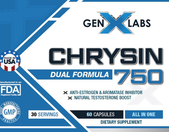 GenXLabs Chrysin 750 60 Capsules|Test Booster|Mass For Life|