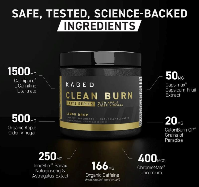 KAGED Clean Burn Elite Powder|Mass For Life|Fat Burner