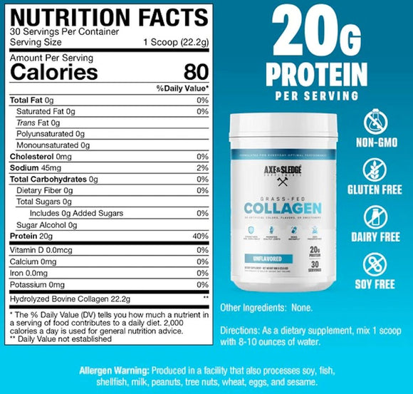 Axe and Sledge Collagen Hydrolyzed Bovine Collagen|Collagen|Mass For Life|