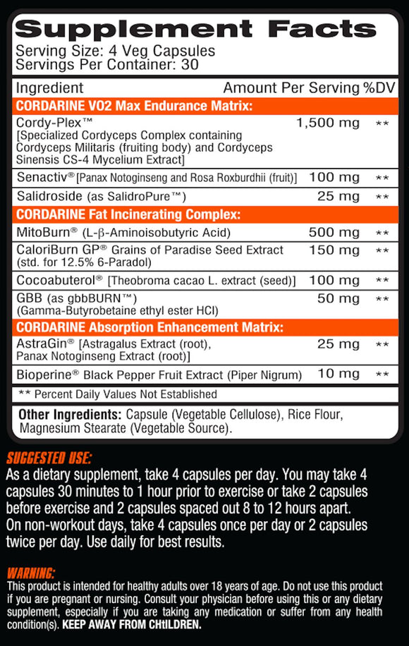 Competitive Edge Labs Cordarine 120 Caps|Test Booster|Mass For Life|