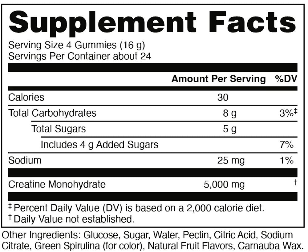 Bucked Up Creatine Gummies 24 Servings fact