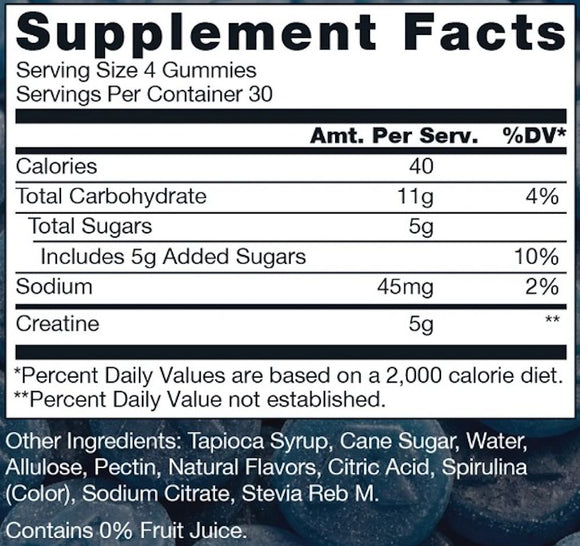 RAW Nutrition, Premium Creatine Gummies|Creatine|Mass For Life|