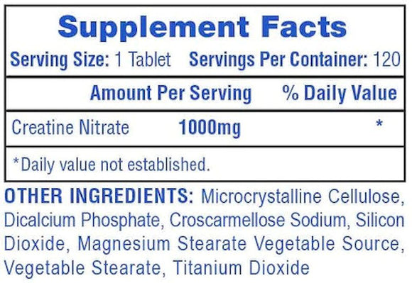 Hi-Tech Pharmaceuticals Creatine Nitrate 1000mg 120 Tablets|Creatine|Mass For Life|