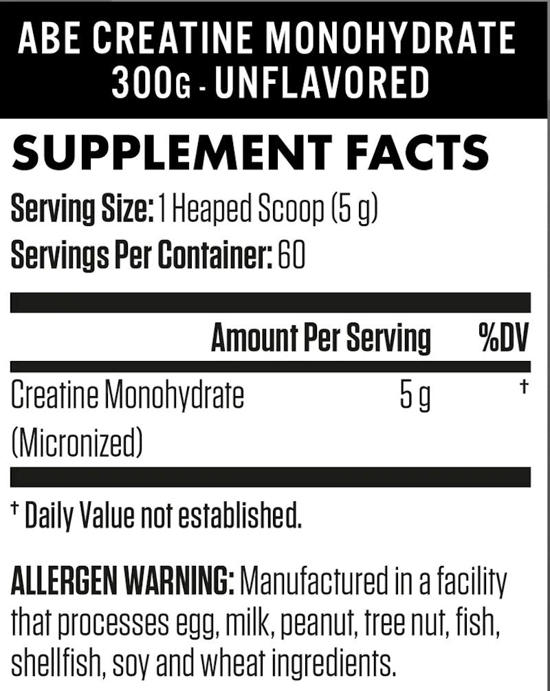 ABE Creatine Monohydrate 60 Servings fact