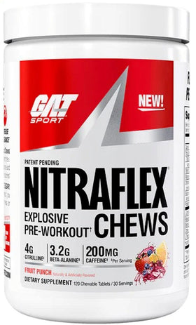 GAT Sport Nitraflex Chews Fast-Acting Pre-Workout|Pre-Workout|Mass For Life|