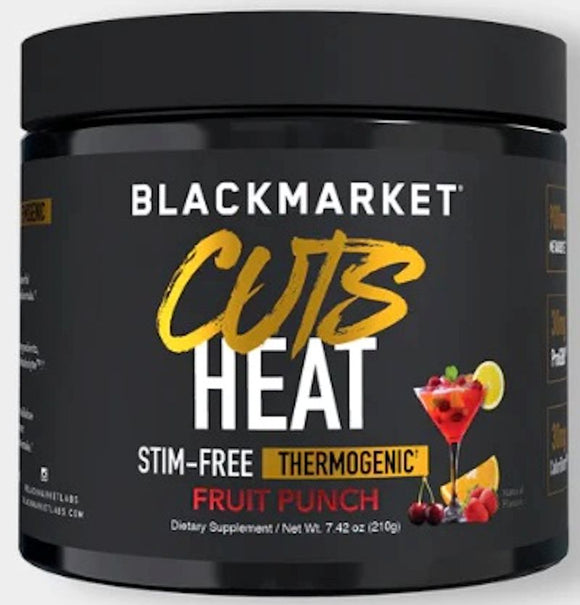 BlackMarket Cuts Heat Stim-Free Thermogenic Fat Burner Pre-Workout|Pre Workout|Mass For Life|