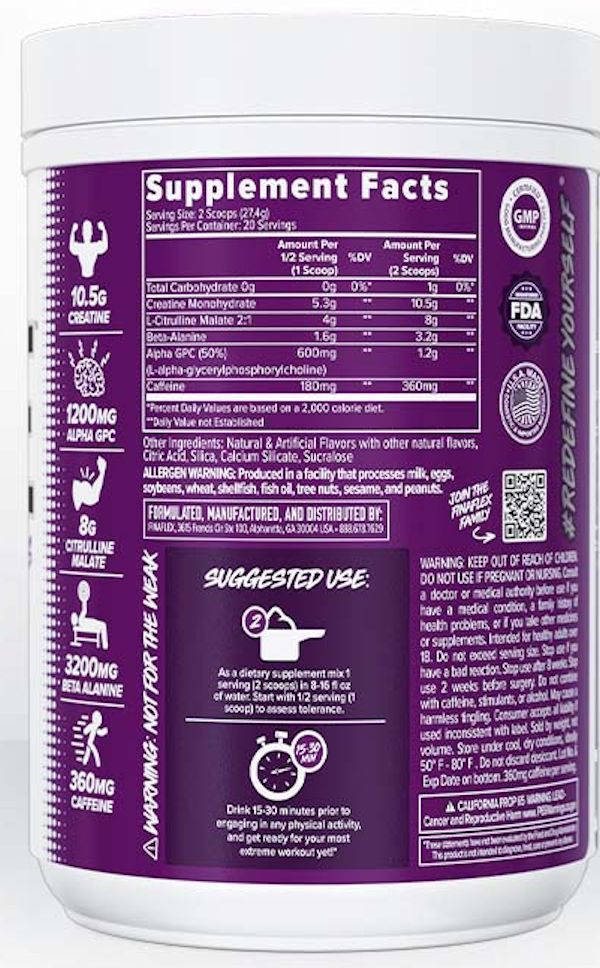 Engage Pre-workout Finaflex  back