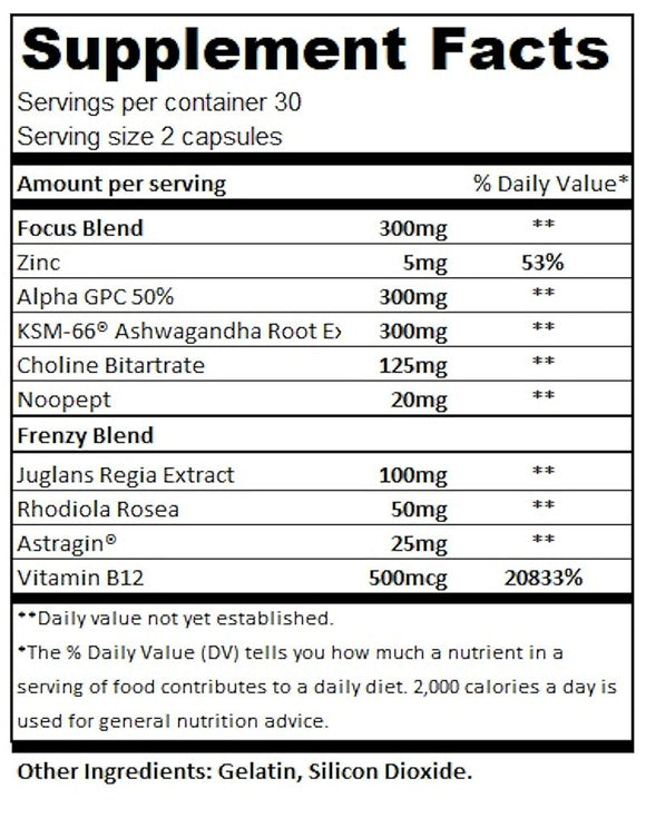 Noo-Hype Focus Frenzy 60 Caps|Focus|Mass For Life|