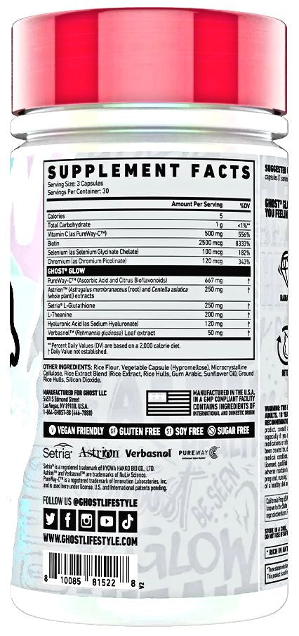 GHOST Glow Capsules: Beauty and Detox Supplement - 90 Capsules|Skin Care|Mass For Life|