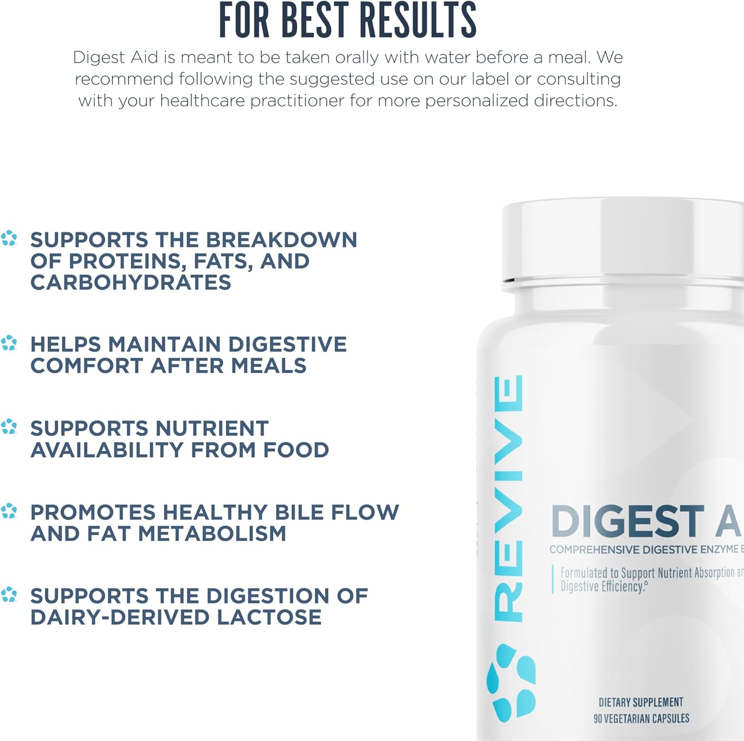 Revive Digest Aid 90 Vegetarian Capsules|Mass For Life|Digestion