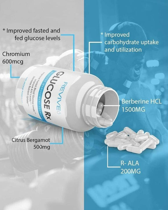 Revive Glucose Blood Glucose Support 180 Veg-Capsules|Sugar Control|Mass For Life|