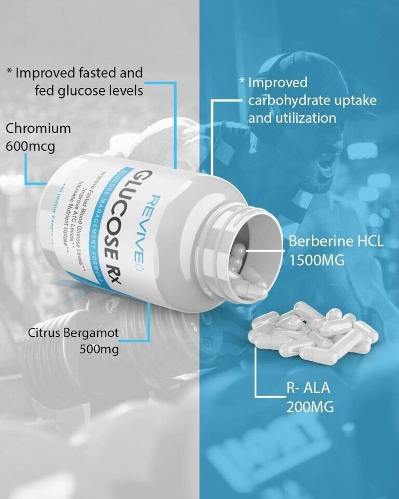 Revive Glucose Blood Glucose Support 180 Veg-Capsules|Mass For Life|Sugar Control