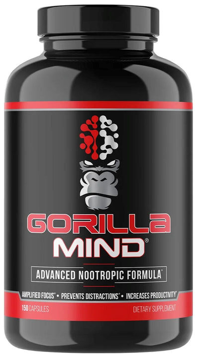 Gorilla Mind, Advanced Nootropic, Stim Based Formula 150 Capsules|Memory|Mass For Life|