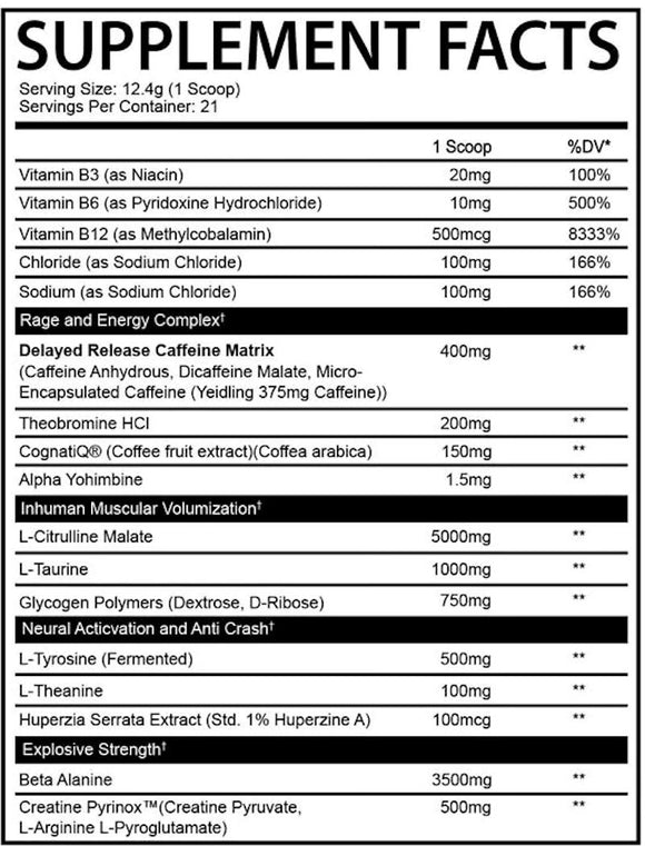 AfterDark Supplements Inhuman Pre-Workout|Pre-Workout|Mass For Life|