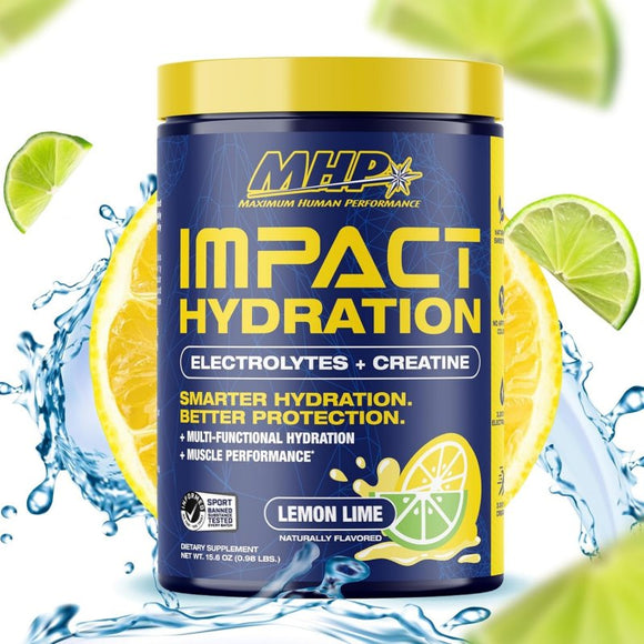 MHP Impact Hydration Electrolytes + Creatine Lemon Lime - 30 Servings|Creatine|Mass For Life|