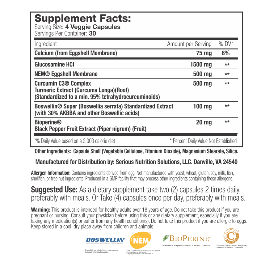 SNS Serious Nutrition Solutions Joint Support XT 120 Caps
