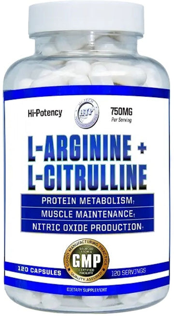 Hi-Tech Pharma L-Arginine + L-Citrulline | 120 Caps | Enhanced Blood Flow | Muscle Performance|Muscle Pumps|Mass For Life|