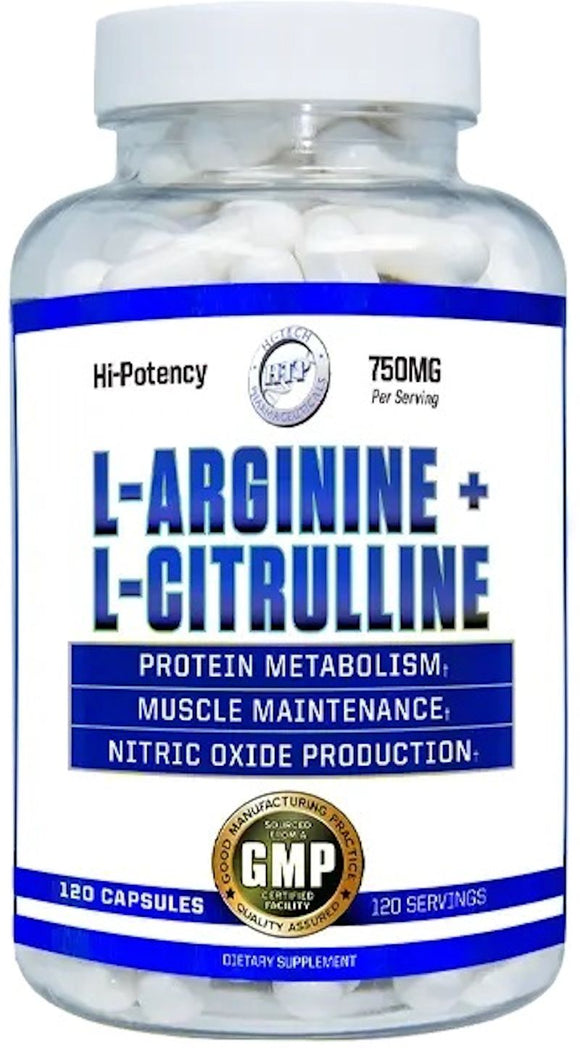 Hi-Tech Pharma L-Arginine + L-Citrulline | 120 Caps | Enhanced Blood Flow | Muscle Performance