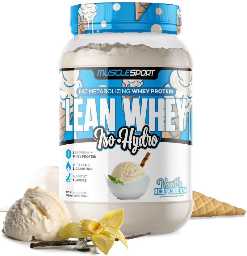 MuscleSport Lean Whey Iso-Hydro Vanilla Ice Cream 2 lbs | Mass For Life