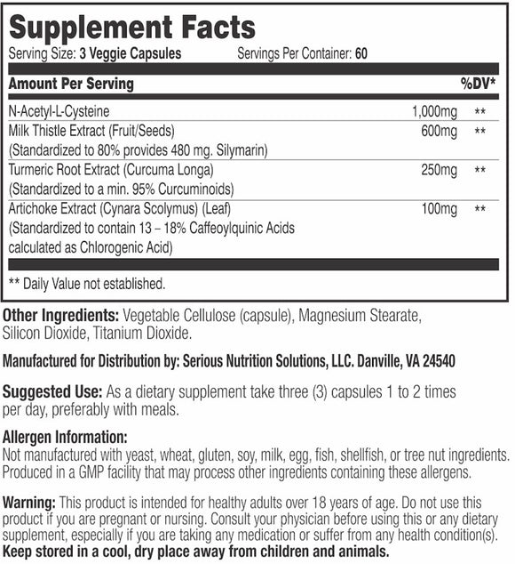 SNS Serious Nutrition Solutions Liver Assists XT 180 vcaps|Liver Support|Mass For Life|