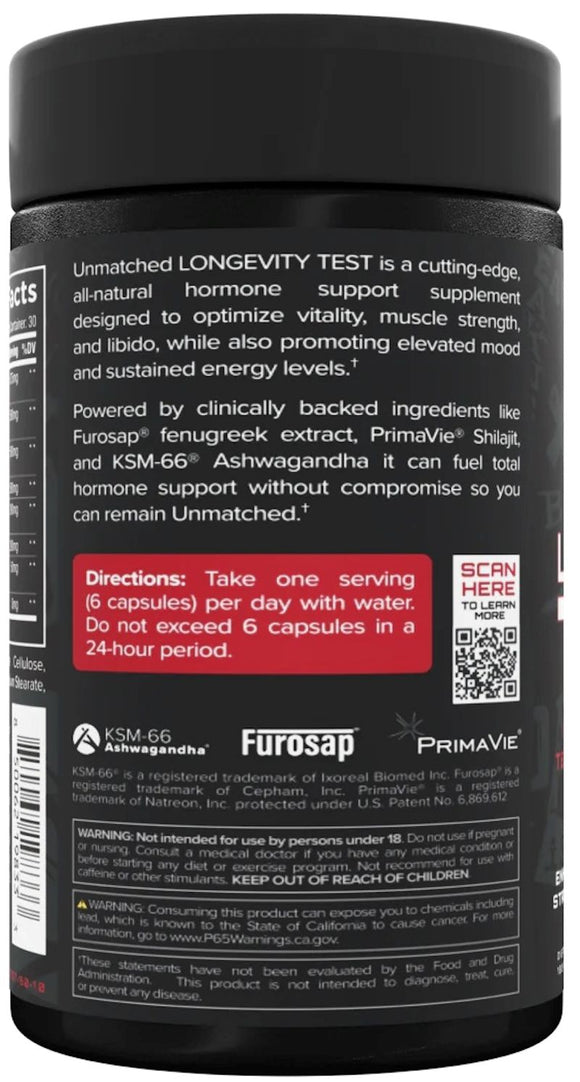 Unmatched Longevity Test 180 Caps|Test Booster|Mass For Life|