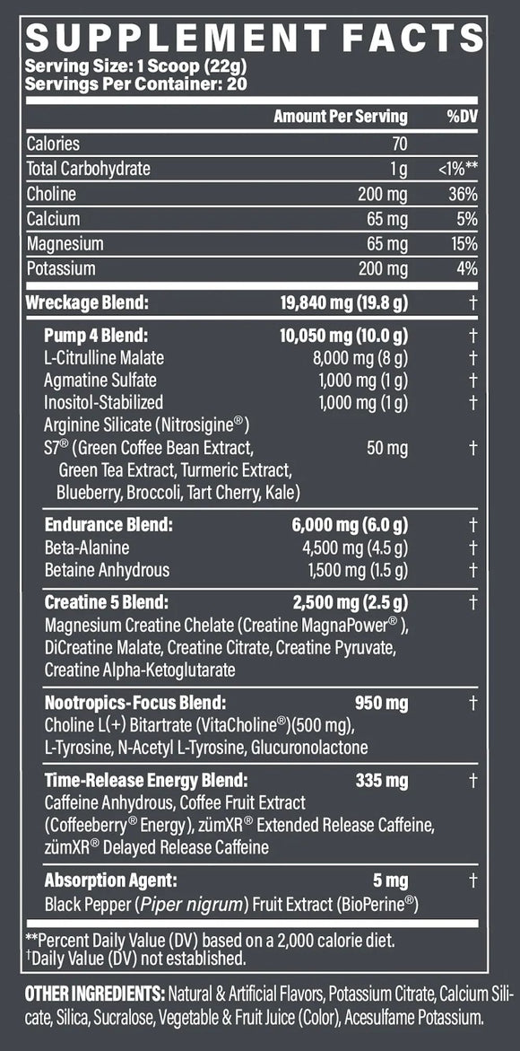 MusclePharm Wreckage 20 servings|Muscle Pumps|Mass For Life|