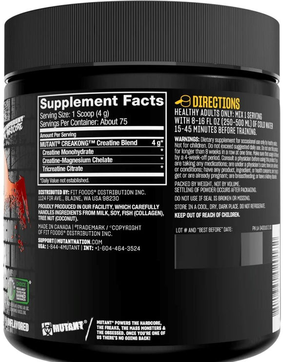 Mutant Creakong 3-Creatine Blend 75 Serving|Creatine|Mass For Life|