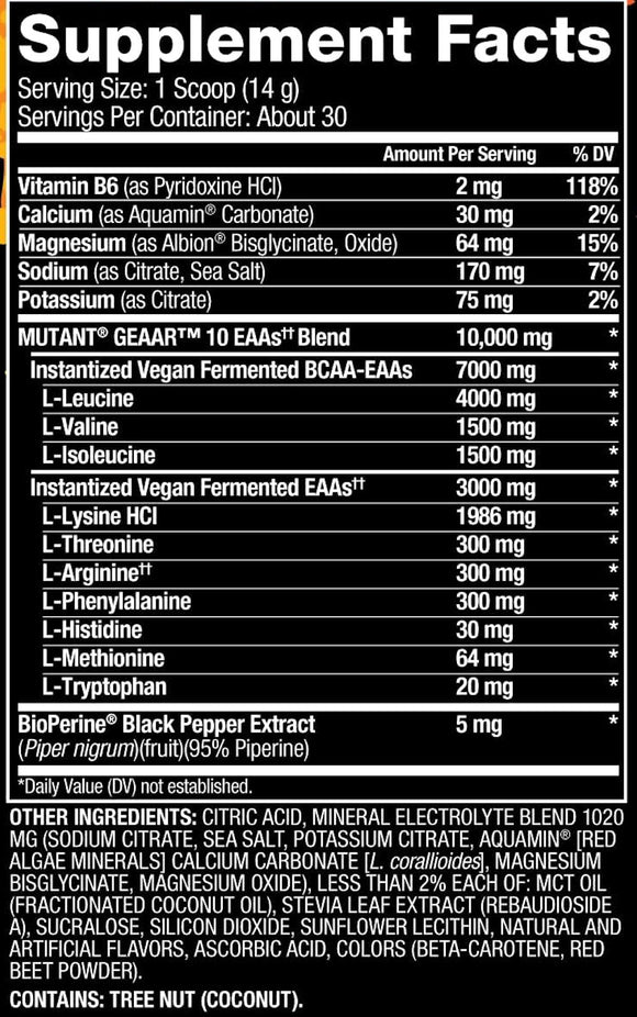 Mutant Nutrition Geaar 30 servings|bcaa|Mass For Life|
