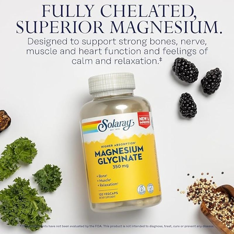 Solaray Magnesium Glycinate 120 Caps|Recovery|Mass For Life|
