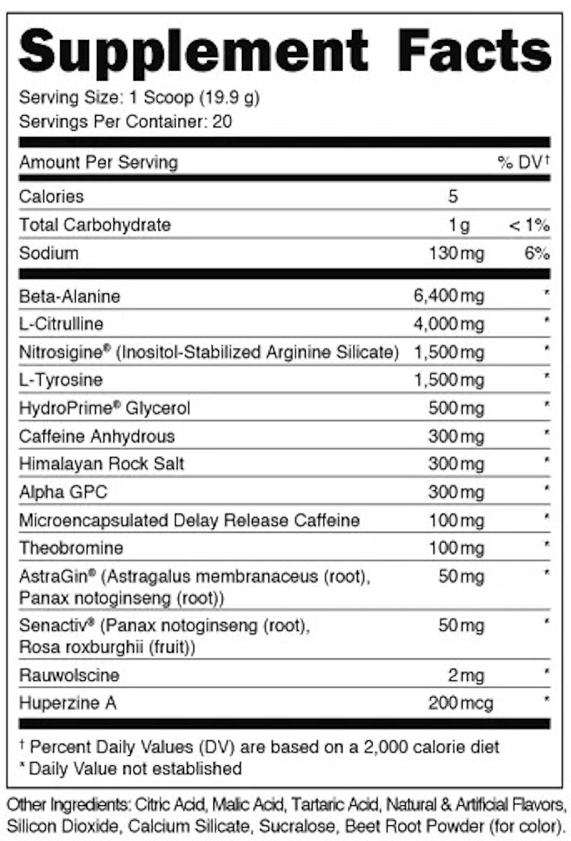 Mother Bucker Pre-Workout DAS Labs facts