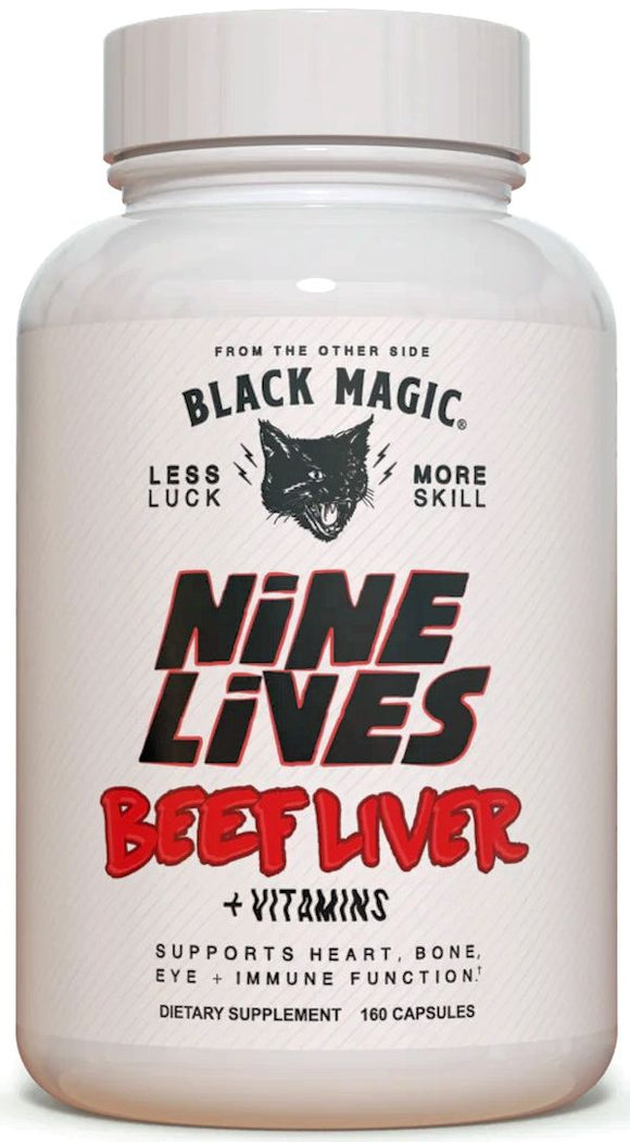 Black Magic Supply Nine Lives Beef Liver+ Vitamins 160 Capsules|Muscle Builder|Mass For Life|