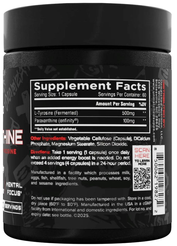 Unmatched Supps Paraxanthine 60 Capsules|Pre Workout|Mass For Life|
